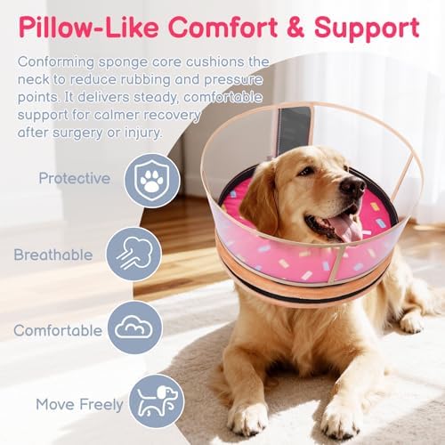 Dog Cone, No-Inflation Sponge Donut Collar for Dogs After Surgery