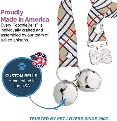 PoochieBells Handcrafted Dog Doorbell for Potty Training – Easy & Quick, Doggie-Safe USA-Made Dog Door Bell with Perfect Sound, Dog Trainer-Recommended for Over 20 Years, London Plaid