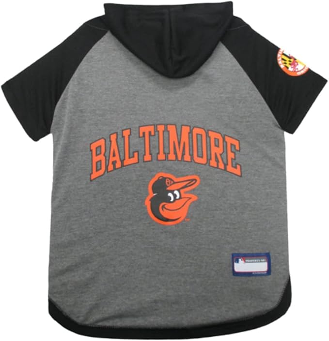 Pets First MLB Hoodie for Dogs & Cats - Baltimore Orioles Dog Hooded T-Shirt, X-Small. - MLB Team Color Hoody (ORL-4044-XS)