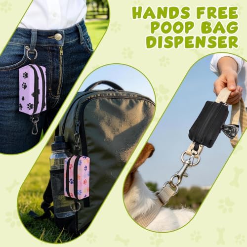 Dog Poop Bag Holder for Leashes 2 Zipper Pockets Black 1 Pack