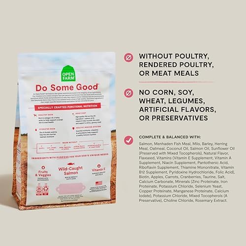 Open Farm Skin & Coat Dry Dog Food, Salmon & Oatmeal, 22lb Bag