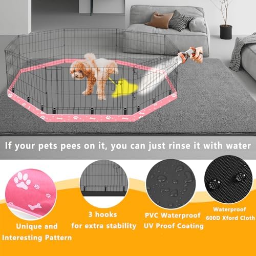Dog Playpen Bottom Pad Fits for 24 Inch 8 Panels Regular Octagon Metal Exercise Pet Playpen, Dog Crate Pad Puppy Playpen Pad. (Note: Playpen Not Included) -Pink