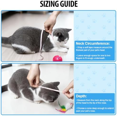 Depets Adjustable Recovery Pet Cone E-Collar for Cats Puppy Rabbit, Plastic Elizabeth Protective Collar Wound Healing Practical Neck Cover, Neck Girth 8.1 in