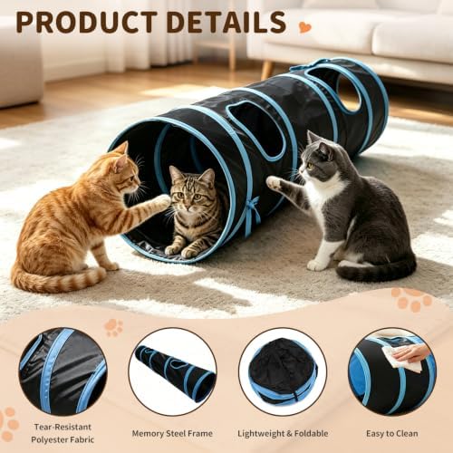iCAGY Cat Tunnel for Indoor Cats Kittens Rabbits, Foldable Tunnel Toys