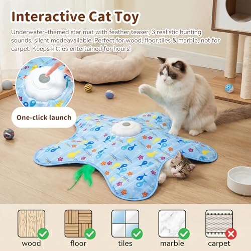 Interactive Touch Activated Hide and Seek Cat Toys for Indoor Cats, Blue
