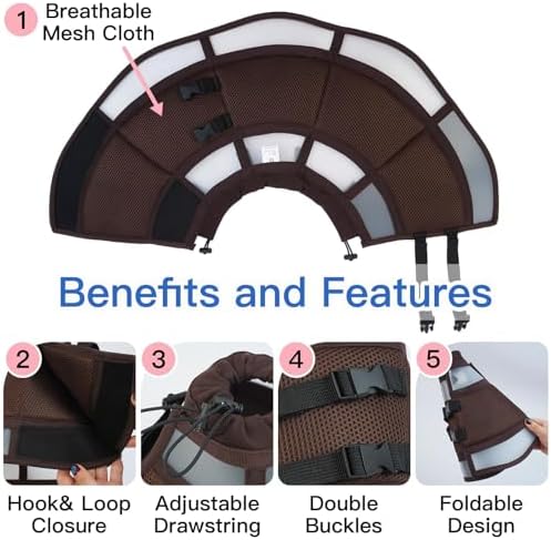 Elizabethan Collar for Dogs, Soft Dog Cone for Small Dogs, Brown, M
