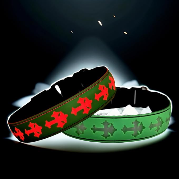 Light Up Glow Dog Collar with Chinese Style AirTag Holder,