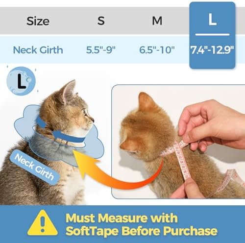 ComSaf Soft Cat Cone Collar Size L, Recovery Collar for Cats and Small Dogs
