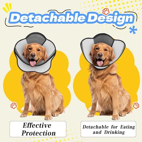 Upgraded Dog Cone Collar for Dogs After Surgery, Adjustable Dog Cone Collar for Large Medium Dogs,Breathable Elizabethan Pet Recovery Collar(Size:L)