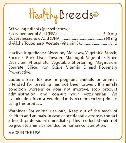 Healthy Breeds Wirehaired Pointing Griffon Omega HP Fatty Acid Skin and Coat Support Soft Chews 90 Count