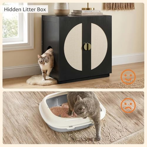 unipaws Tall Cat Litter Box Enclosure for Tall or Top Entry Litter Box