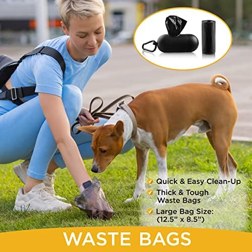 Pets First Poop Waste Bag Dispenser and Leash D Ring with 300 Premium Pet Waste Bags