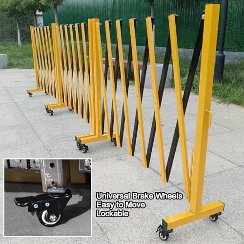 Retractable Folding Security GateExpandable Accordion Barricade for Outdoor Use Connectable Traffic Barrier with Casters (80x100cm/31.5x39.4in)