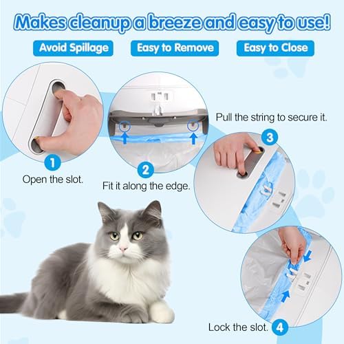 120count Automatic Litter Box Bags for Cat High-Density Polyethylene Compatible with MeoWant MW-SC01 MW-SC02 1.5 Mil Thick 22 lb Max Disposable Heavy Duty Scent Free - Clear 17.7 x 19.7