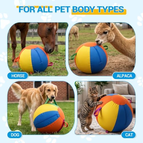 22'' Heavy Duty Herding Ball for Dogs with Handles, Inflatable Training Toy