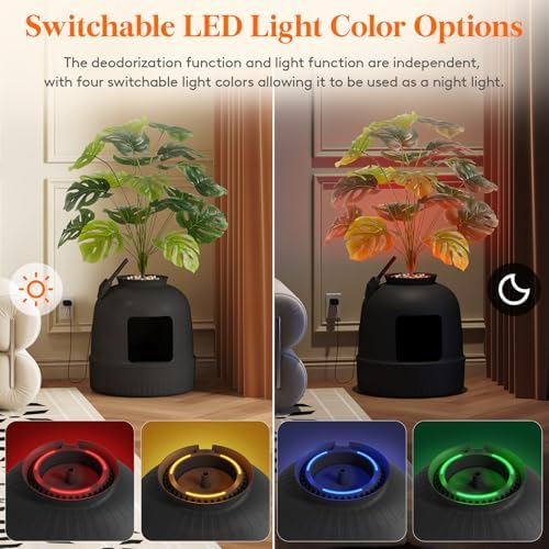 Lifewit Hidden Plant Cat Litter Box with Electric Odor Control System Black