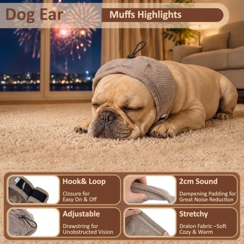 Thick Padded Noise-Reducing Dog Ear Muffs, Anti-Anxiety Calming Ear Hoodie