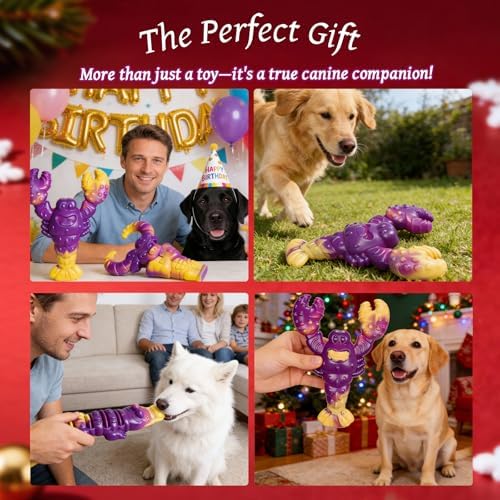 Indestructible Dog Toys for Aggressive Chewers, Tough Dog Toys for Large Dogs, Durable Dog Chew Toys to Keep Them Busy, Interactive Aggressive Chew Toys for Medium Dogs, Beef Flavor (Cro+Lob)