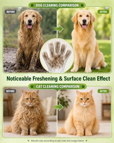 Pet Glove Wipes for Dogs and Cats,Disposable Pet Grooming Gloves