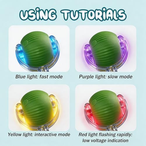 Interactive Smart Wake Pet Ball with Teaser Tail for Cats & Dogs（Green）