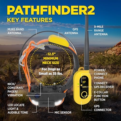 Dogtra Pathfinder 2 GPS Tracker eCollar + 2 Add-on Receivers Green & Black | 9 Mile, LED Light, No Fees, Free App, Waterproof, Smartwatch Control, Satellite Tracking, Multi-Dogs, Smartphone Required