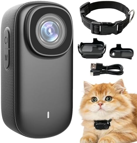 Cat Camera Collar 2K POV, 32GB Card Included, 5+ Hour Recording