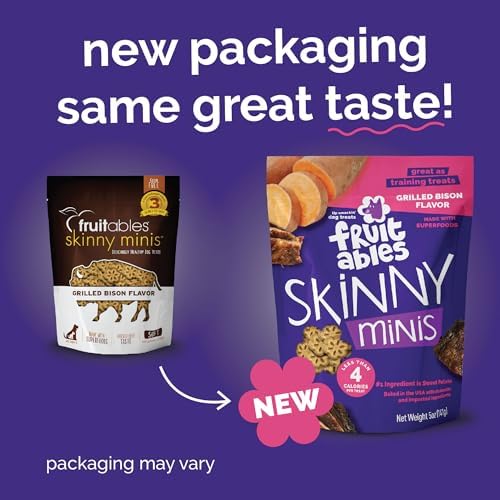 Fruitables Skinny Mini Dog Treats, Training Treats, Grilled Bison, 12oz