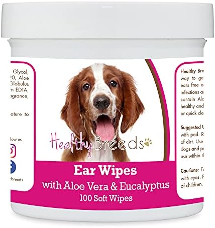 Healthy Breeds Welsh Springer Spaniel Ear Cleaning Wipes with Aloe & Eucalyptus for Dogs 100 Count