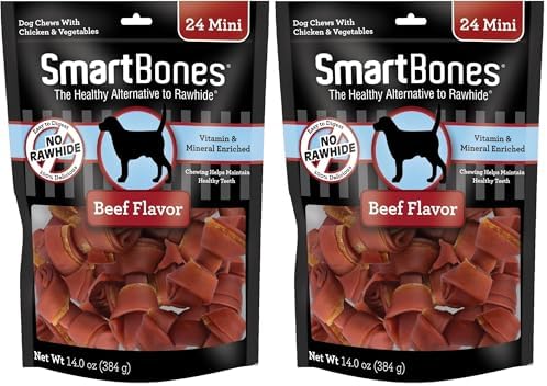 SmartBones Mini Chews with Real Beef,Rawhide-Free Chews for Dogs,(Pack of 48)