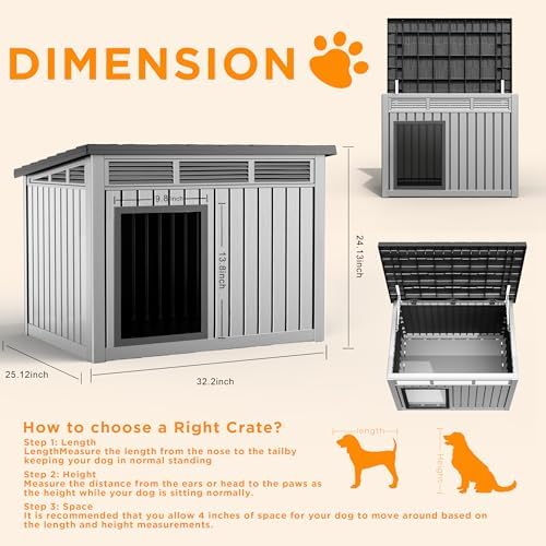 VIXZEN Dog House Outdoor & Indoor, Medium Size, Gray