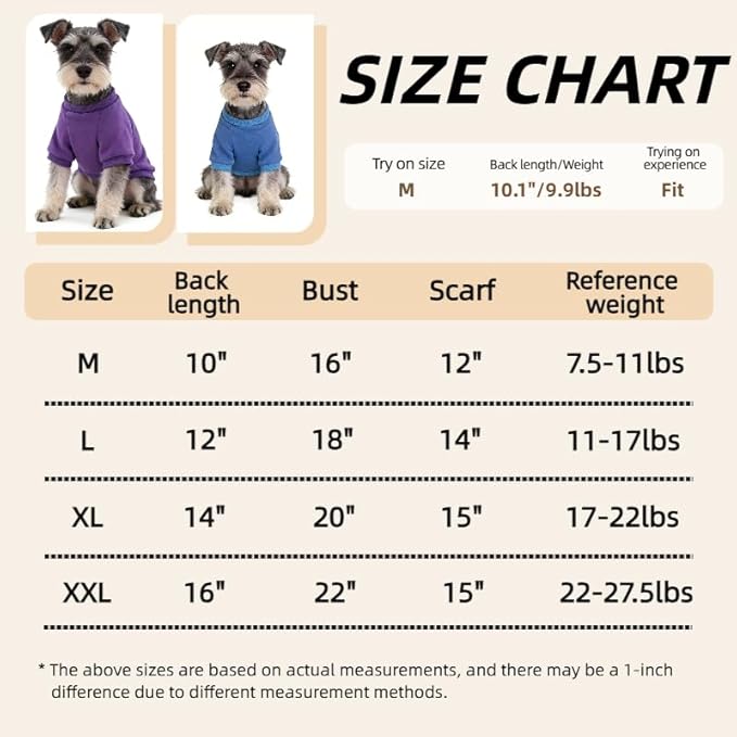 2 Pack Dog Hoodie for Small Dogs, Dog Sweatshirt Soft Warm Pullover Dog Clothes with Ribbed Cuffs for Schnauzer/Poodle/Chihuahua (Blue+Purple, Medium)