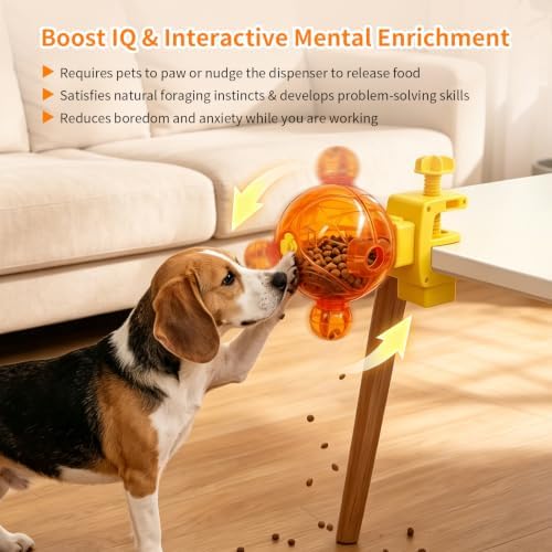 Dog Puzzle Toy, 3-Chamber Clamp-On Treat Dispenser
