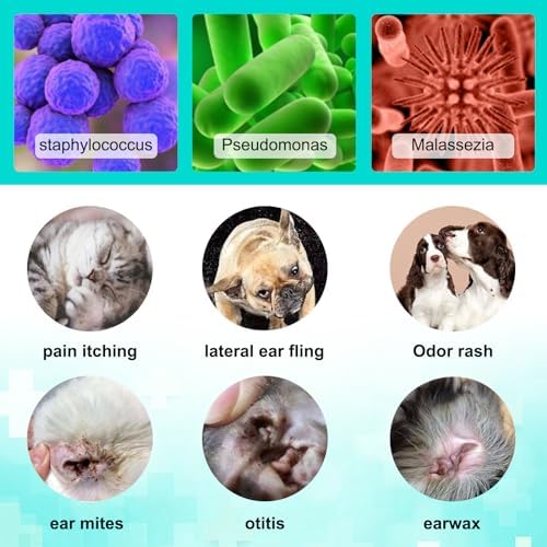 Ear Mite Treatment for Dogs & Cats,Relief for Dogs and Cats Suffering from Ear Mites,100% Natural Ears Drops for Dog & Cat,Pets Ear Cleaning Drops with Soothing Aloe for Dog & Cats 0.75oz