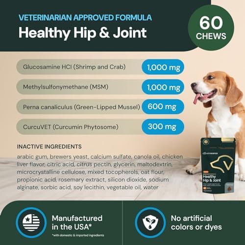 VETRISCIENCE Veterinary Strength Healthy Hip & Joint Chews, 60 Count
