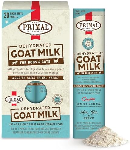 Primal Goat Milk Powder for Dogs & Cats, 20 Single-Serve Packets