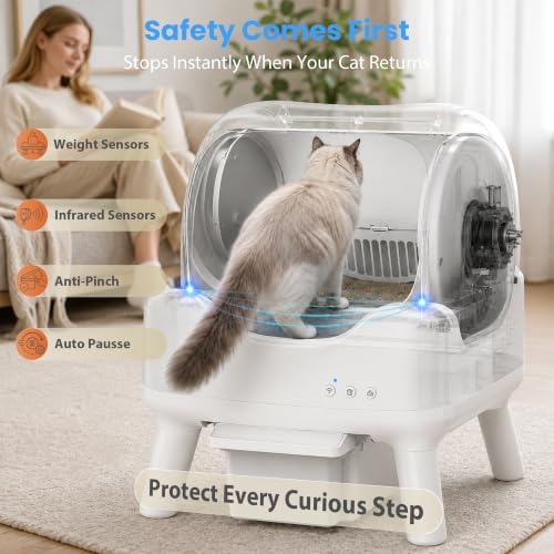 RPZ Automatic Litter Box Self Cleaning, Open-Top Smart Cat Litter Box