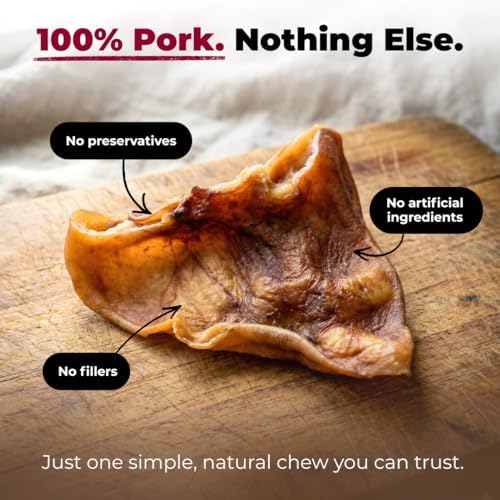 Best Pet Supplies GigaBite Pig Ears Chews for Dogs - Whole Ears, 12 Count