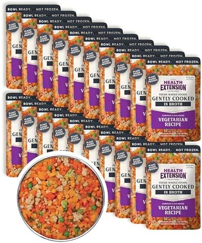 Health Extension Gently Cooked Grain-Free Vegetarian Formula Dog Food, Human-Grade & Shelf-Stable with Superfoods, Supports Digestion, Immunity, Skin & Coat, 3 oz Pouch (Pack of 20)
