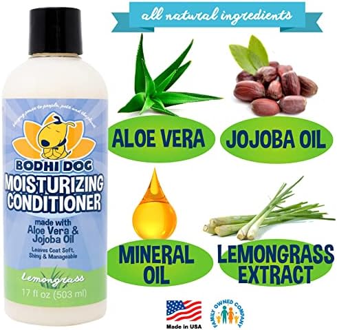 Bodhi Dog Gentle Moisturizing Dog Conditioner - Soothing Plant-Based Formula with Aloe Vera & Jojoba Oil - Hydrates & Softens Coat - Leaves Coat Soft Shiny & Manageable - Lemongrass (17 Fl Oz)