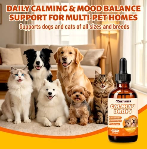 2 fl oz Calming Drops for Dogs &Cats, Liquid Melatonin Sleep Aid