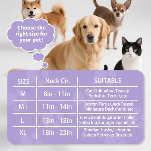 Inflatable Recovery Dog Cone Collar for Large Medium Dogs After Surgery, Soft Dog Donut Collar Adjustable Recovery Bone for Pets, Prevent from Biting & Scratching (Pink, M+)