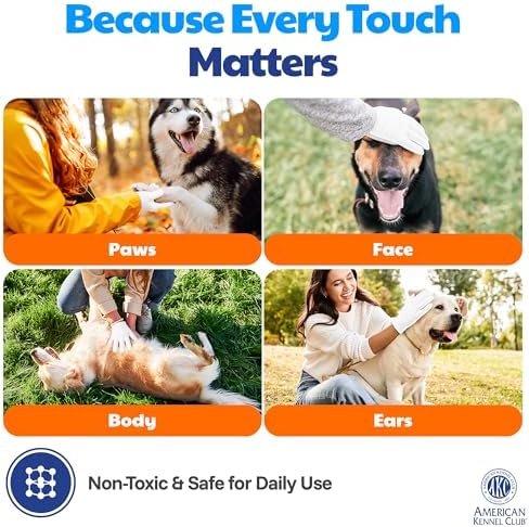 AKC Coconut Dog Bathing Glove Wipes, No-Rinse, 6 Pack