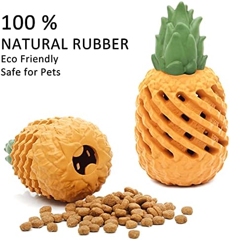 Youngever Pineapple Dog Treat Toys for Pet Teeth Cleaning, Chewing, Fetching, Tough Toy for Aggressive Chewers, Treat Food Dispensing Toys (Small 4.3 inch)