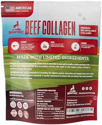 Grass fed Collagen for Dogs - Supports Health Skin & Coat, Hip, Joint Care & Cartilage Support + Skin Health and Mobility, 100% All Natural Collagen
