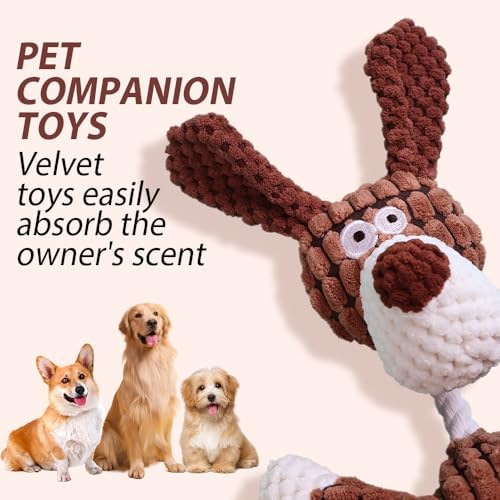 2026 New Dog Toys, Indestructible Plush Dog Toy for Aggressive Chewers, Interactive Squeaky Soft Puppy Chew Toy, Durable Teething Toys for Small Medium Large Dogs (Black)