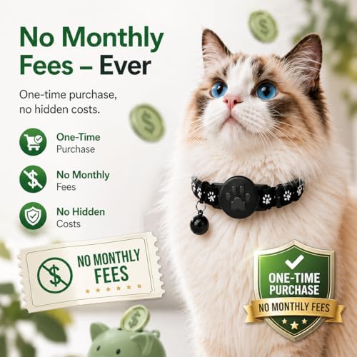 GPS Collar for Cats (Android Only) Smart tag,Pet Tracker,Waterproof Compatible with Google Find My,No Monthly Fee,Tracking Solution Smart Collar for Pet Safety,Small Large Cats