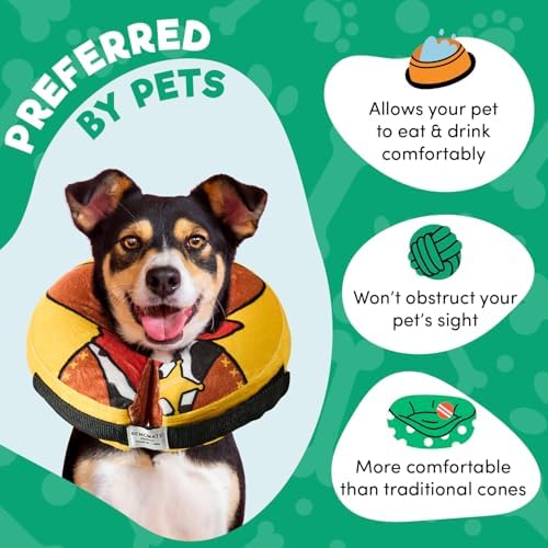 BENCMATE Inflatable Dog Cone Collar Alternative, Soft Dog Cone for Small Medium Large Dogs and Cats, Neck Recovery ECollar Donut Collar After Surgery (XLarge, Cowboy)