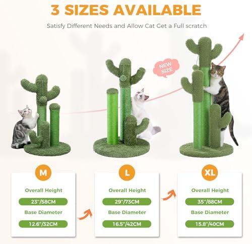 PAWZ Road Cactus Cat Scratching Post 35”Cat Scratcher with Toy Ball