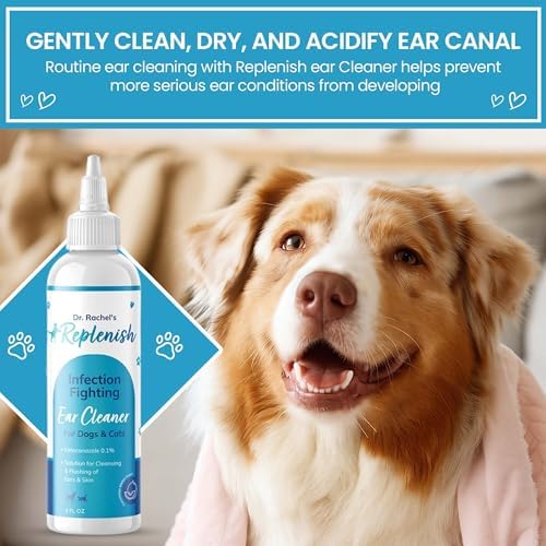 Replenish Otic Ear Cleaning Solution for Dogs, Antiseptic Ear Flush, 8 oz