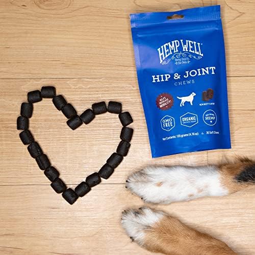 Hemp Well Hip & Joint Dog Soft Chews with Glucosamine & Hemp, MSM, 30 Count